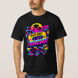 Camiseta Gráfica Vintage 90s Retro Cassete Cósmico