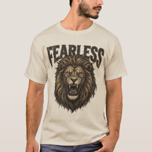 Camiseta Gráfica Vintage com Retrato de Leão Sem M