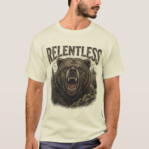 Camiseta Gráfica Vintage de Urso Implacável