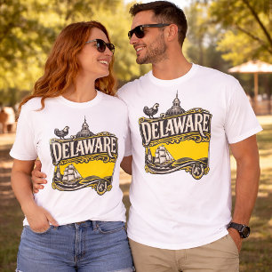 Camiseta Gráfica Vintage do Estado de Delaware