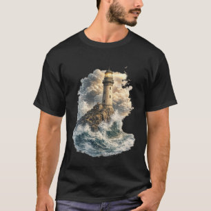 Camiseta Gráfica Vintage Farol Oceânico
