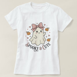 Camiseta Gráfica Vintage Fofa com Arco de Fantasma