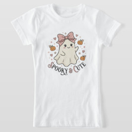 Camiseta Gráfica Vintage Fofa com Arco de Fantasma