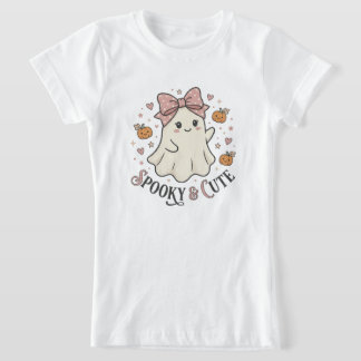 Camiseta Gráfica Vintage Fofa com Arco de Fantasma