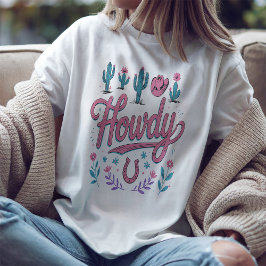 Camiseta Gráfica Western Cowgirl Pastel Howdy