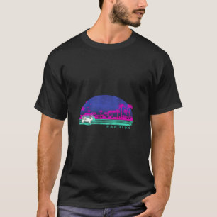 Camiseta Gráfico 365 Cães Raça Papillon Retro Palm Esty
