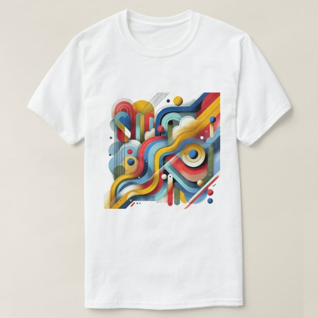 Camiseta Gráfico Abstrato Colorido Branco (Frente do Design)