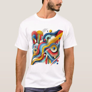 Camiseta Gráfico Abstrato Colorido Branco
