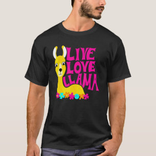 Camiseta Gràfico Animal Divertido Poder Floral Lhama Viva A