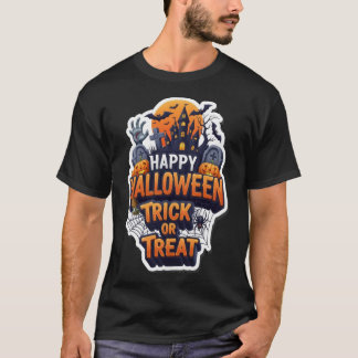 Camiseta Gráfico assustador de Halloween com truque ou trat