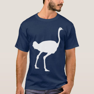 Camiseta Gráfico branco da silhueta do pássaro da avestru