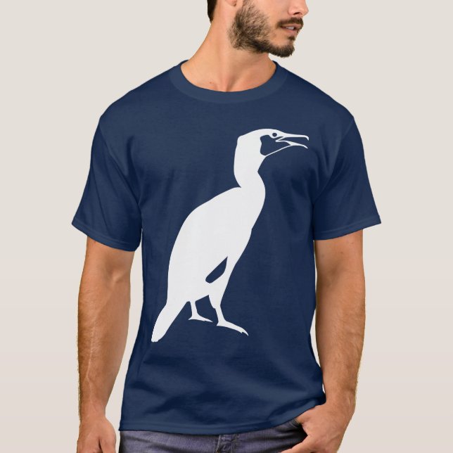 Camiseta Gráfico branco do pássaro do Cormorant (Frente)