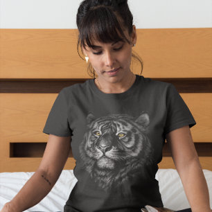 Camiseta Gráfico Cabeça de Tigre Artístico
