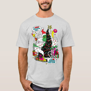 Camiseta Gráfico Colorido de Natal do Grinch