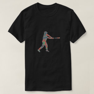 Camiseta Gráfico Colorido do Jogador de Beisebol