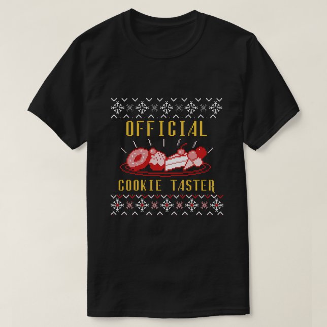 Camiseta Gráfico "Cookie Taster Oficial" de Natal Engraçado (Frente do Design)