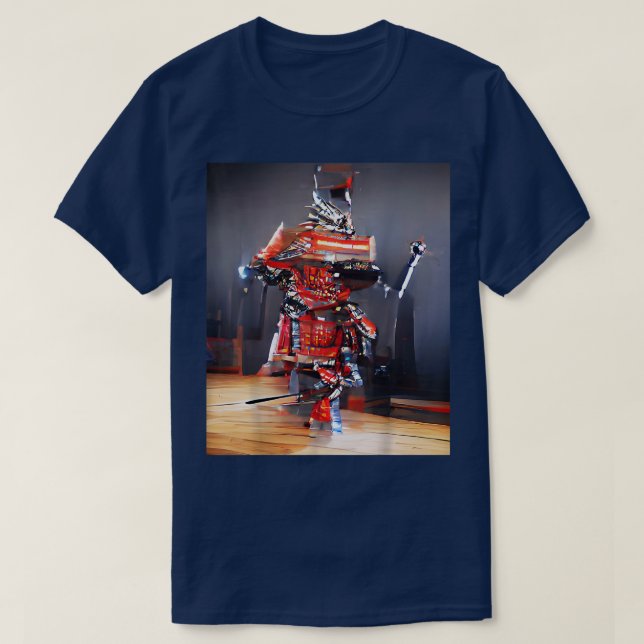 Camiseta Gráfico CyberPunk do Samurai Japonês (Frente do Design)