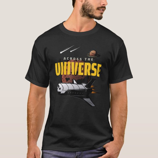 Camiseta Gráfico D da Ilustração do Shuttle Espacial do Uni (Frente)