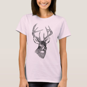 Camiseta Gráfico da arte dos cervos do vintage
