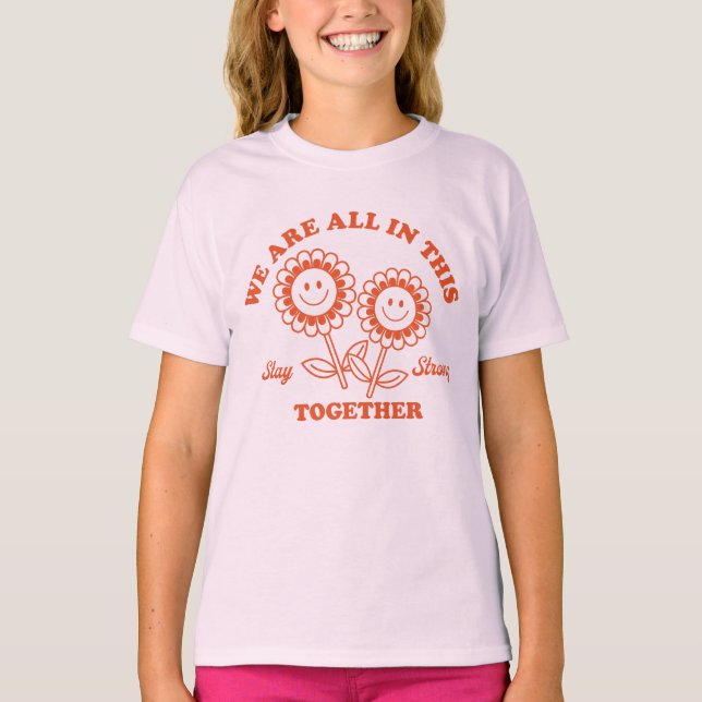 Camiseta Gráfico da Flor Retro Feliz (Frente)