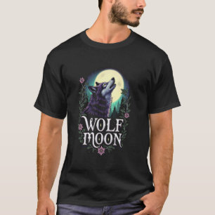 Camiseta Gráfico da Lua do Lobo - Lobo Roxo e Lua Cheia par