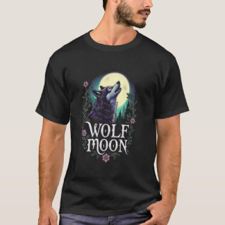 Camiseta Gráfico da Lua do Lobo - Lobo Roxo e Lua Cheia par
