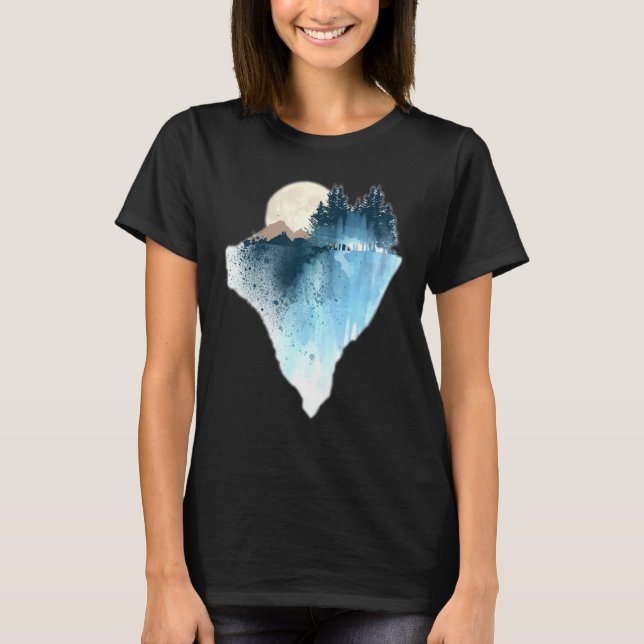 Camiseta Gráfico da Lua Natureza Design da Lua (Frente)