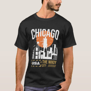 Camiseta Gráfico da Silhueta de Chicago EUA Design da Cid