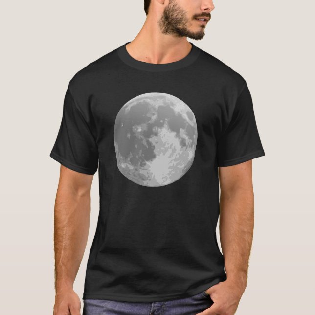 Camiseta Gráfico da Superfície Lunar da Lua Cheia Celestial (Frente)