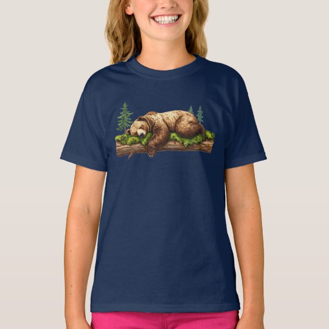 Camiseta Gráfico das raparigas dos Ursos Dormentes Bonitos (Frente)