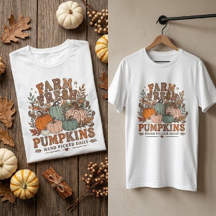 Camiseta Gráfico de Abóboras Frescas da Fazenda Retro Groov