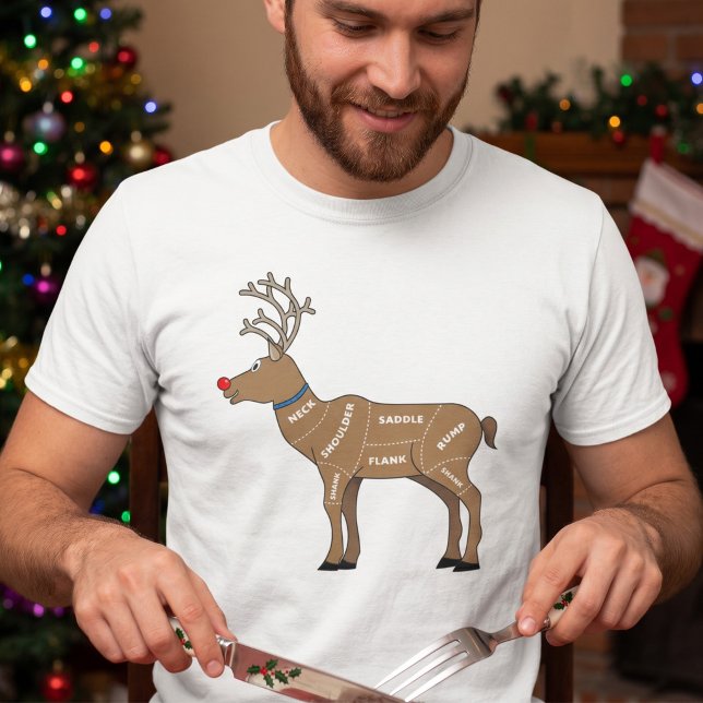 Camiseta Gráfico de Açougue de Carne de Renas - Humor Seco  (Criador carregado)