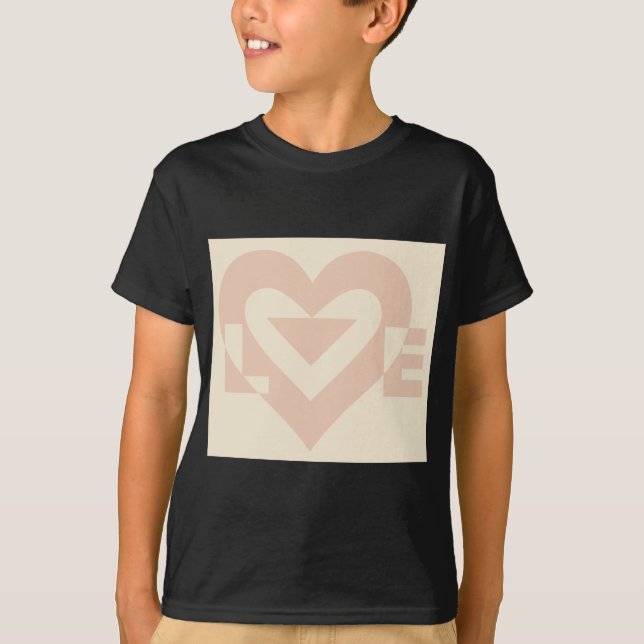 Camiseta Gráfico de Amor Bonito, Creme Beige (Frente)