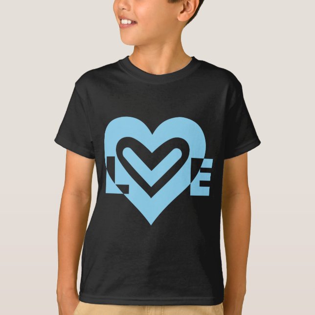 Camiseta Gráfico de amor bonito em azul (Frente)