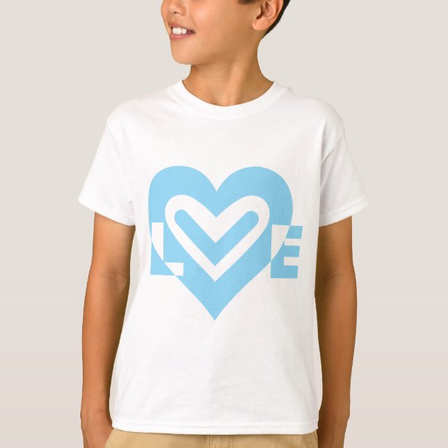 Camiseta Gráfico de amor bonito em azul (Frente)