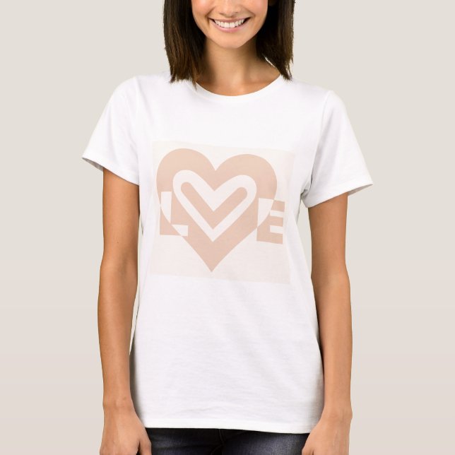 Camiseta Gráfico de Amor Bonito em bege (Frente)