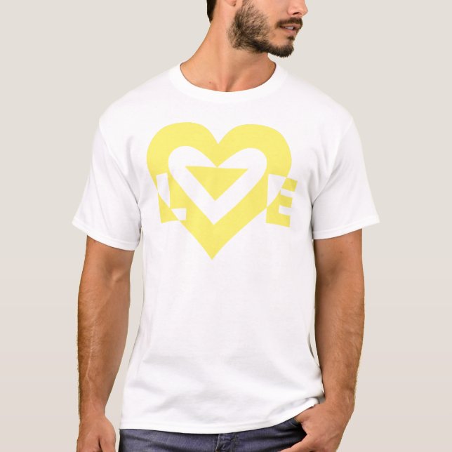 Camiseta Gráfico de Amor legal, Amarelo (Frente)