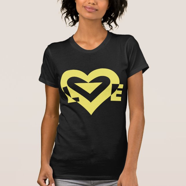 Camiseta Gráfico de Amor legal, Amarelo (Frente)