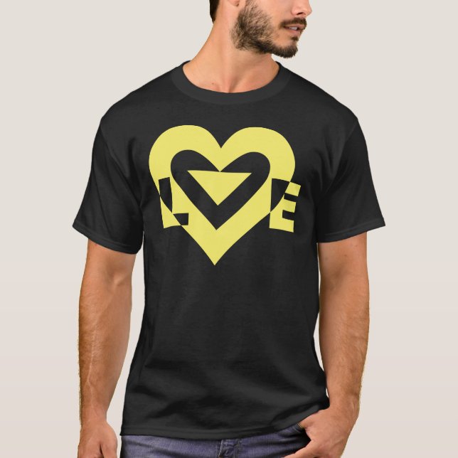 Camiseta Gráfico de Amor legal, Amarelo (Frente)