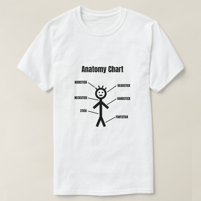 Camiseta Gráfico de Anatomia do Stickman (Frente do Design)