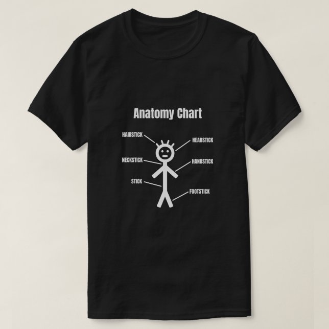 Camiseta Gráfico de Anatomia do Stickman (Frente do Design)