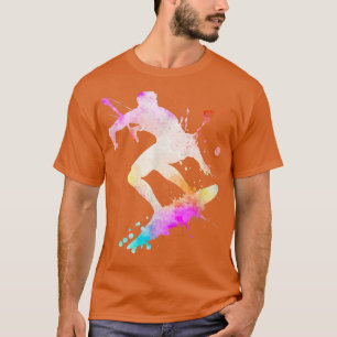 Camiseta Gráfico de Arte por Aquarela do Esporte Snowboard