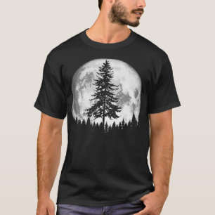 Camiseta Gráfico de árvore de pinheiro minimalista da lua