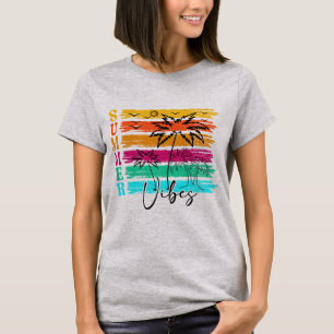Camiseta Gráfico de Árvores de Palma das Víbias de Verão Re