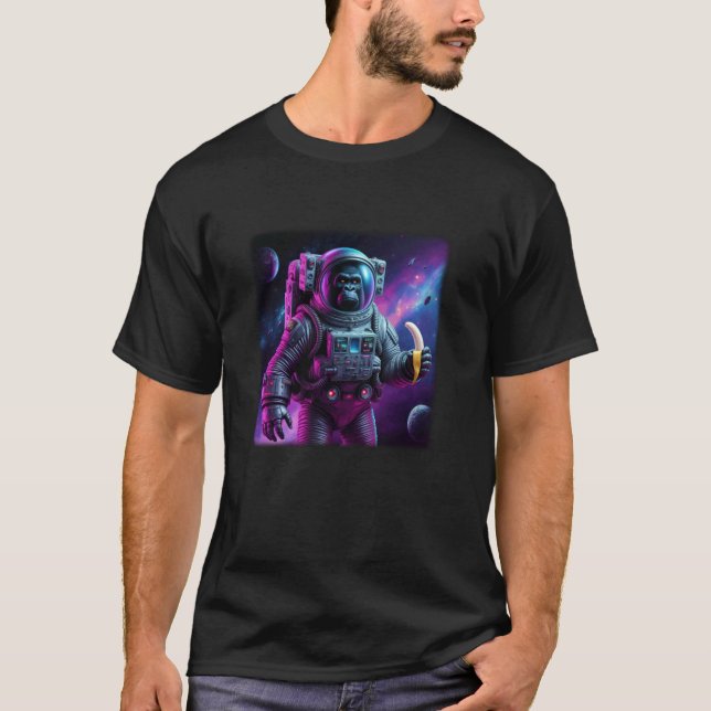 Camiseta Gráfico de Astronauta Macaco Psicodélico (Frente)