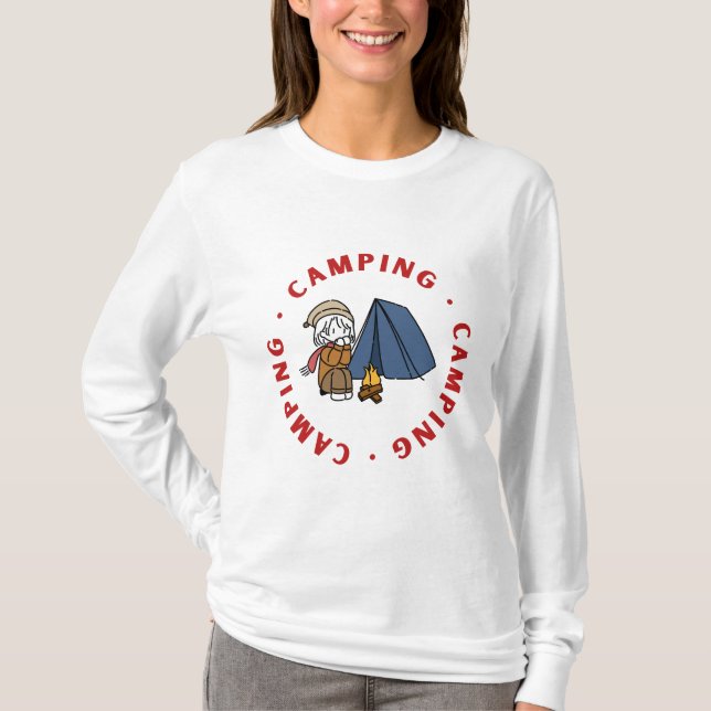 Camiseta Gráfico de Aventura ao Ar Externo com Acampamento  (Frente)