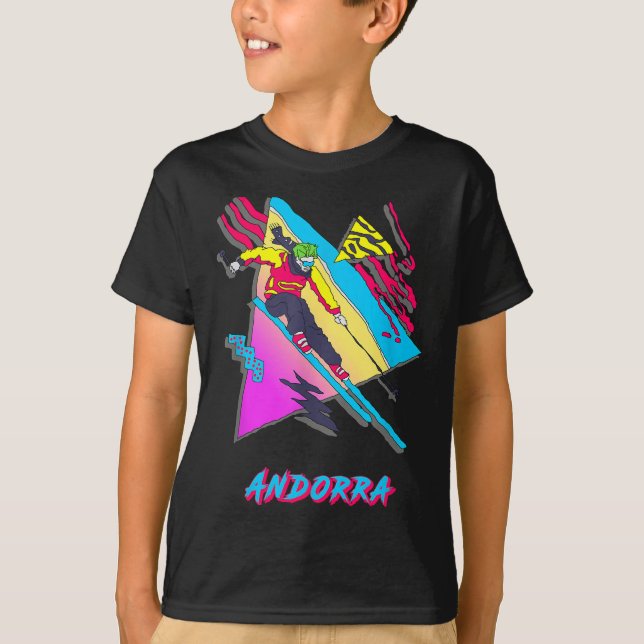 Camiseta Gráfico de Aventura de Esqui de Andorra Vibrante (Frente)