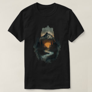 Camiseta Gráfico de Aventura de Urso Florestal Majestoso
