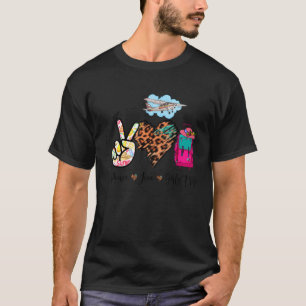Camiseta Gráfico de Aviões Gráficos de Raparigas de Paz e A