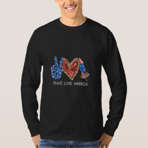 Camiseta Gráfico de bandeira da Peace Love America 4 de jul